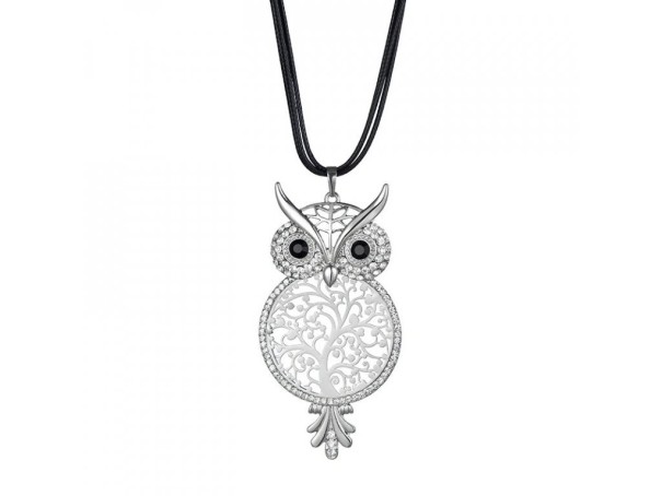 Collar de búho para mujer D282 plateado