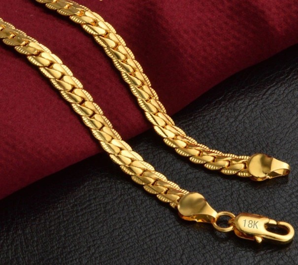 Collar de cadena para hombre dorado 45 cm