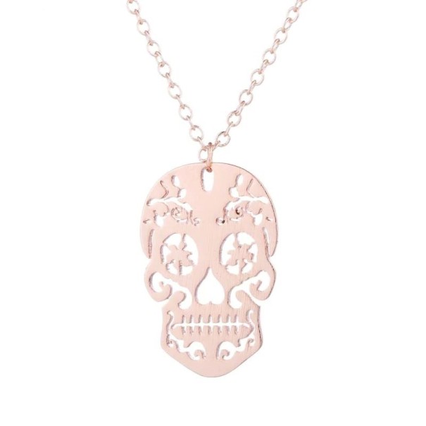 Collar de calavera para mujer rosa viejo