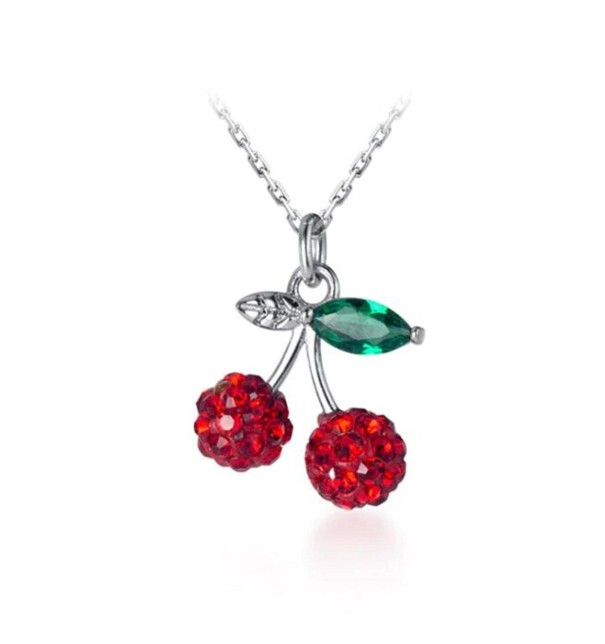 Collar de cerezas para mujer plateado