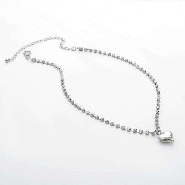 Collar de corazón para mujer A1920 plateado