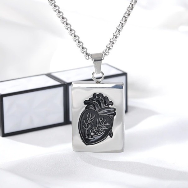 Collar de corazón para mujer D329 plateado 2