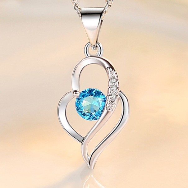 Collar de corazón para mujer D426 azul
