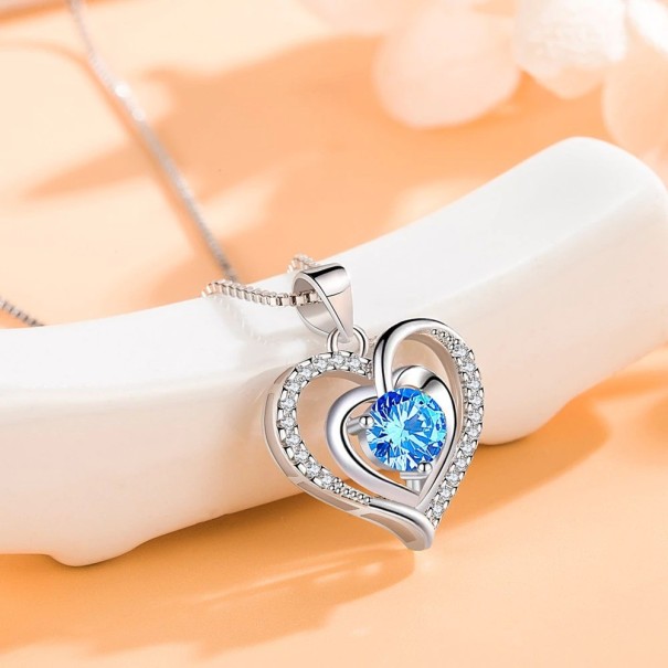 Collar de corazón para mujer D489 azul
