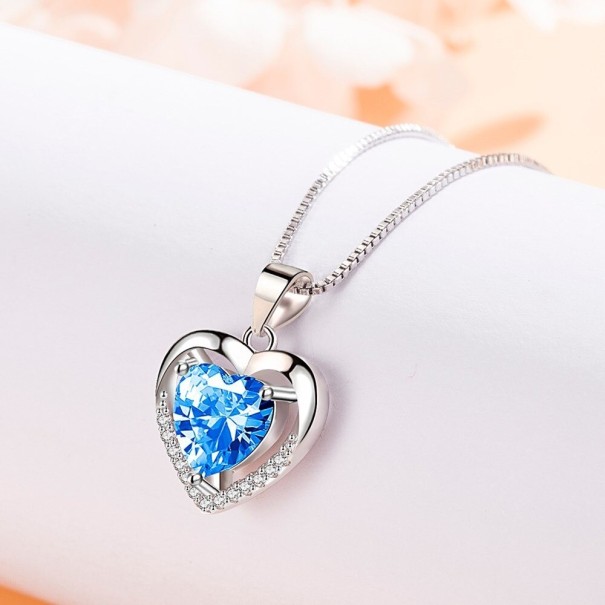Collar de corazón para mujer D566 azul