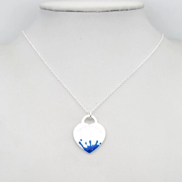 Collar de corazón para mujer G550 azul 50 cm