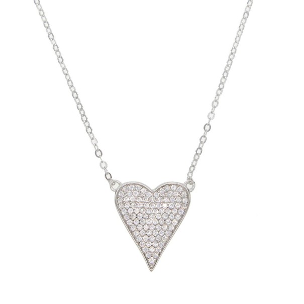 Collar de corazón para mujer G583 plateado
