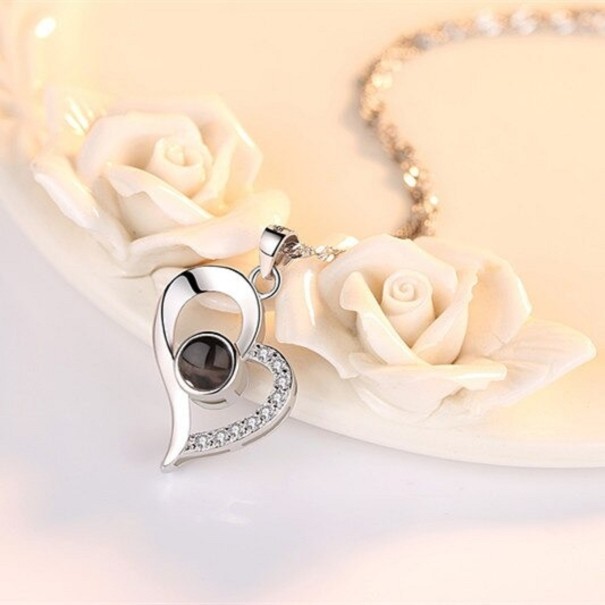 Collar de corazón para mujer G658 plateado