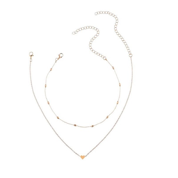 Collar de doble corazón para mujer dorado