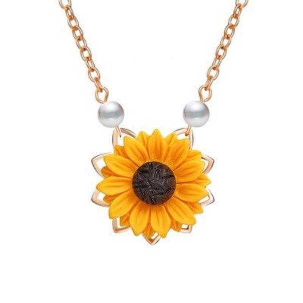 Collar de girasol para mujer D291 rosa viejo