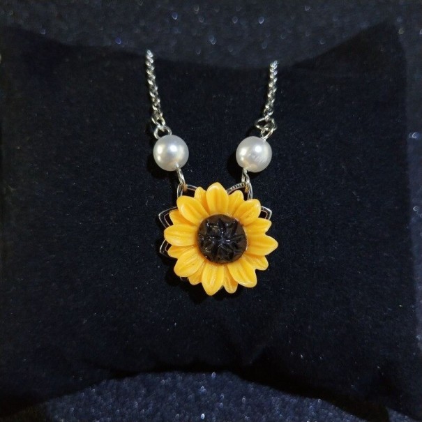 Collar de girasol para mujer plateado 2