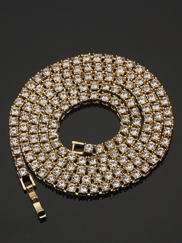 Collar de mujer con circonitas dorado 46 cm