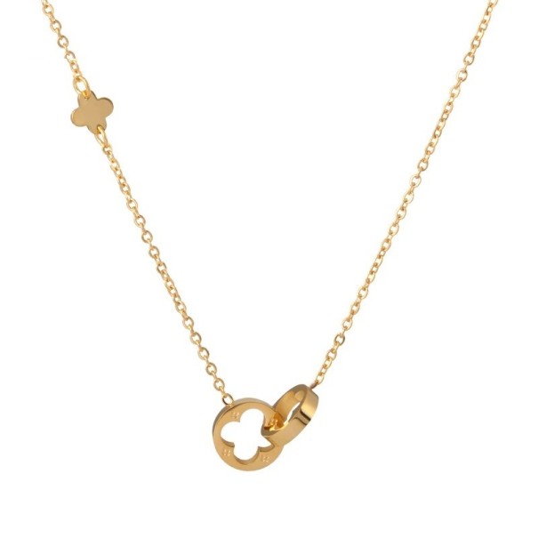 Collar de mujer con círculos conectados dorado 1