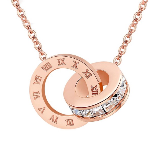 Collar de mujer con círculos conectados G828 rosa viejo