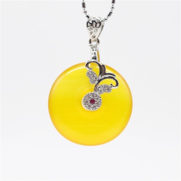 Collar de mujer con colgante circular D508 amarillo
