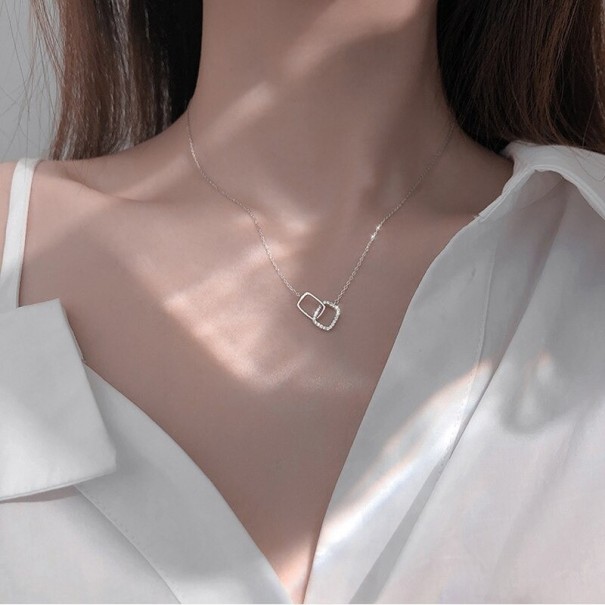 Collar de mujer con colgante conectado D405 plateado 2