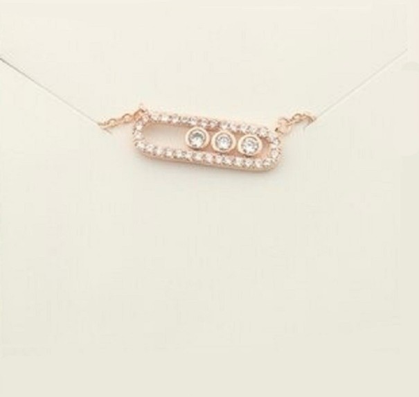 Collar de mujer con colgante D321 rosa viejo 1
