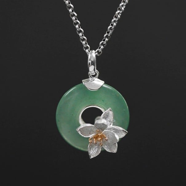 Collar de mujer con colgante redondo D676 verde