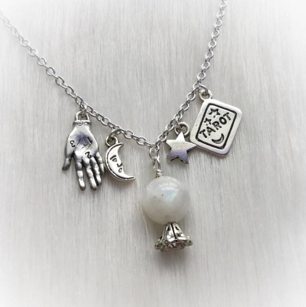 Collar de mujer con colgantes G796 plateado