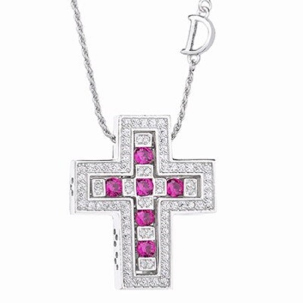 Collar de mujer con cruz M115 plateado 1