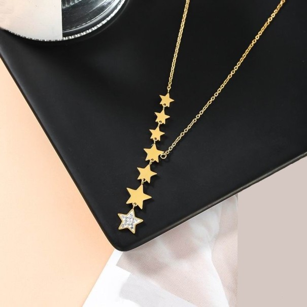 Collar de mujer con estrellas D381 dorado