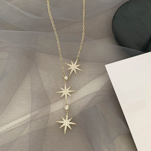 Collar de mujer con estrellas D586 dorado 1