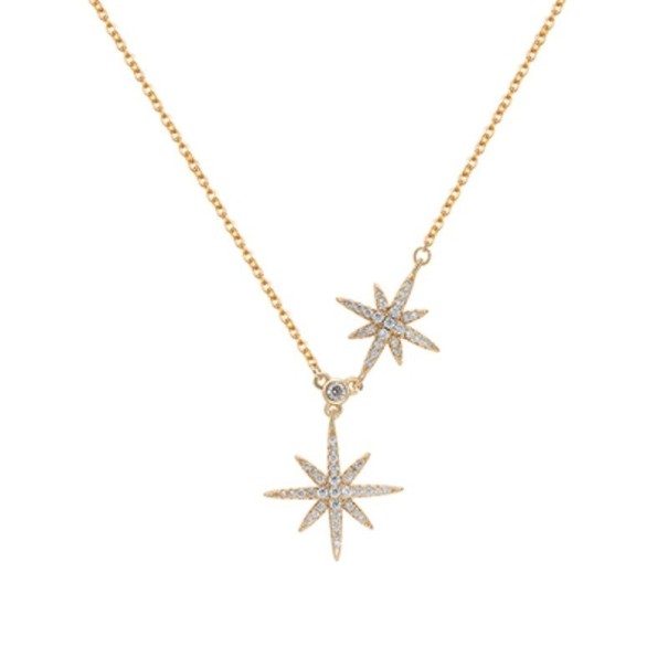 Collar de mujer con estrellas D586 dorado 2