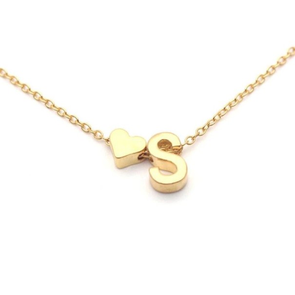 Collar de mujer con letra del alfabeto D128 plateado L
