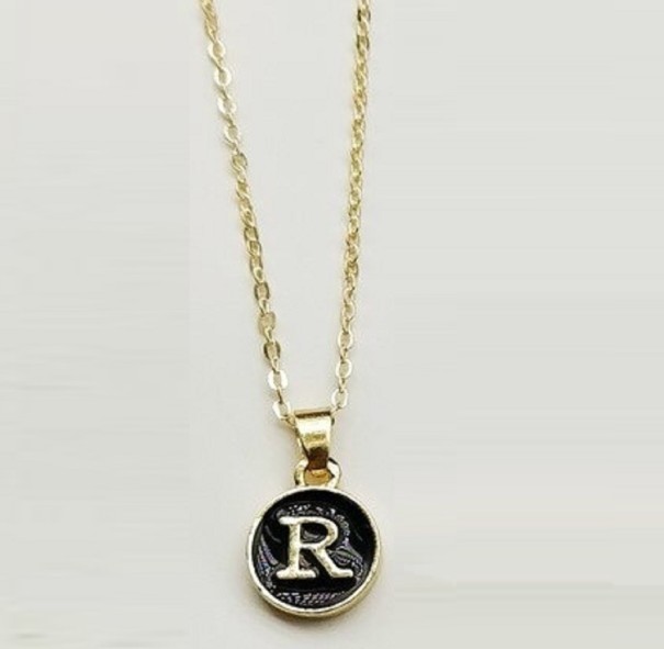 Collar de mujer con letra del alfabeto D313 negro Q