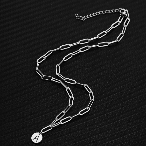 Collar de mujer con letras del alfabeto D76 plateado S
