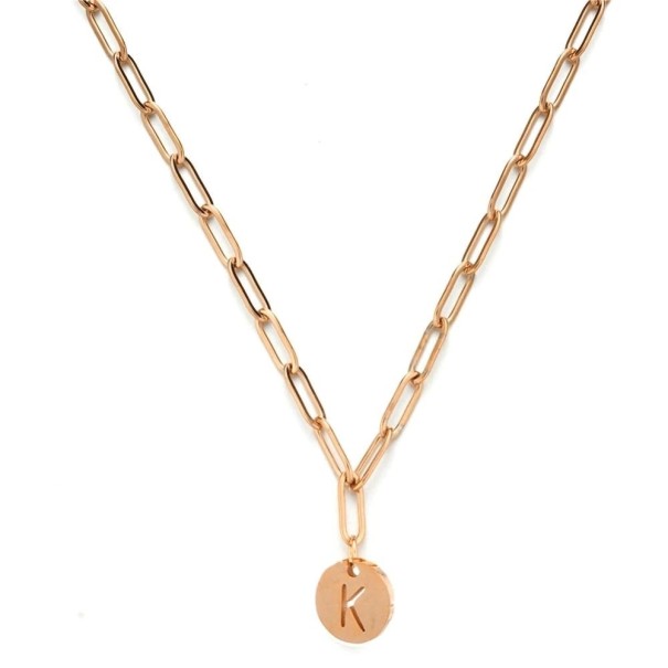 Collar de mujer con letras del alfabeto D76 rosa viejo I