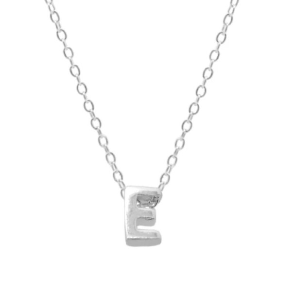 Collar de mujer con letras del alfabeto M65 plateado E