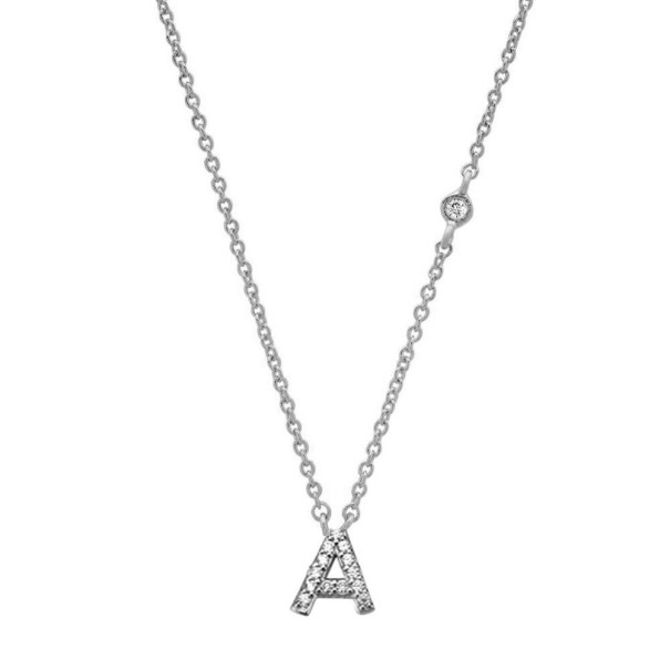 Collar de mujer con letras del alfabeto M99 plateado A