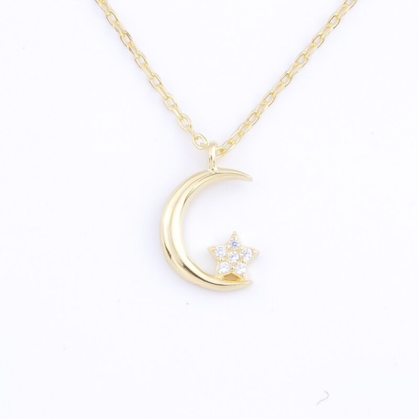 Collar de mujer con luna y estrella M107 dorado