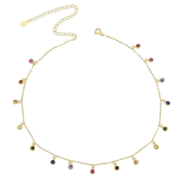 Collar de mujer con piedras de colores dorado