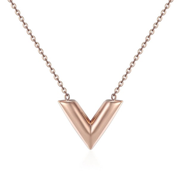Collar de mujer letra V G830 rosa viejo