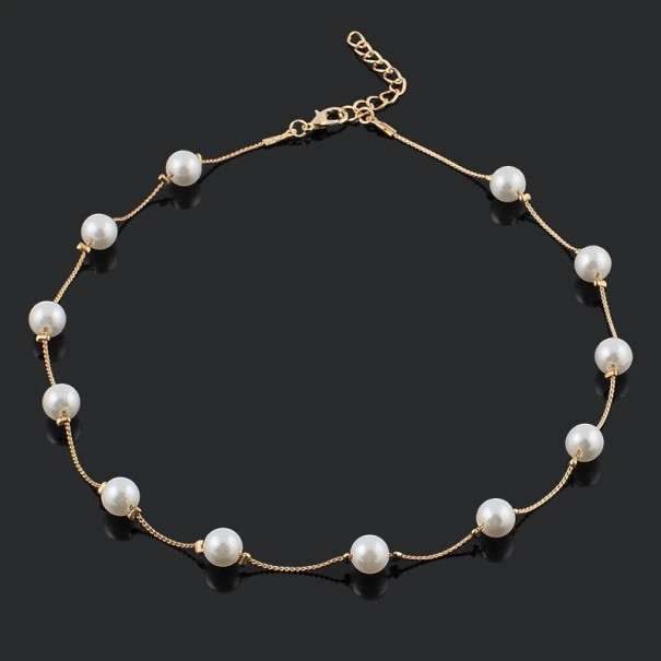 Collar de perlas para mujer D180 dorado