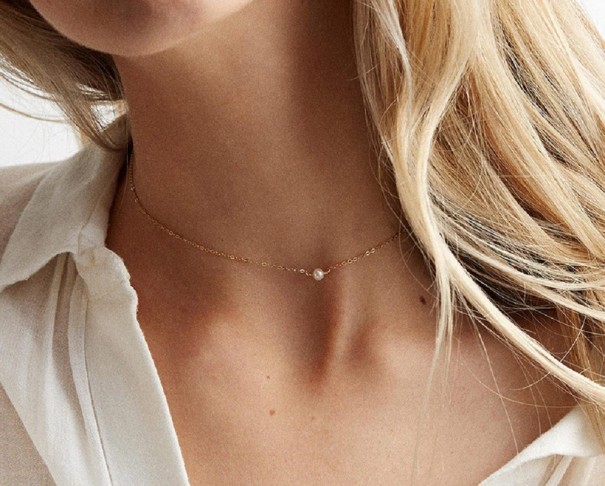 Collar de perlas para mujer D25 rosa 1