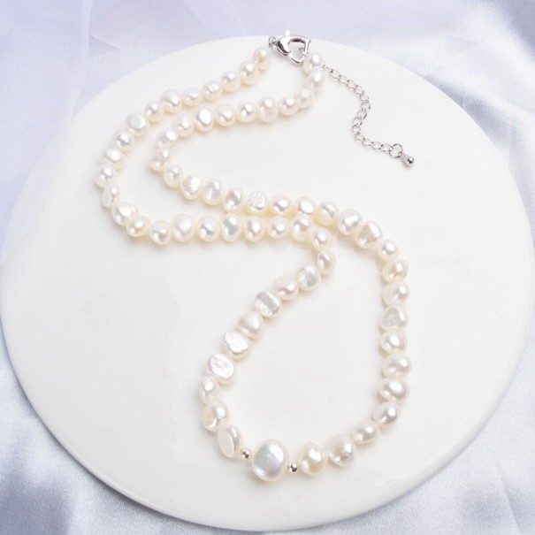 Collar de perlas para mujer G487 blanco 40 cm