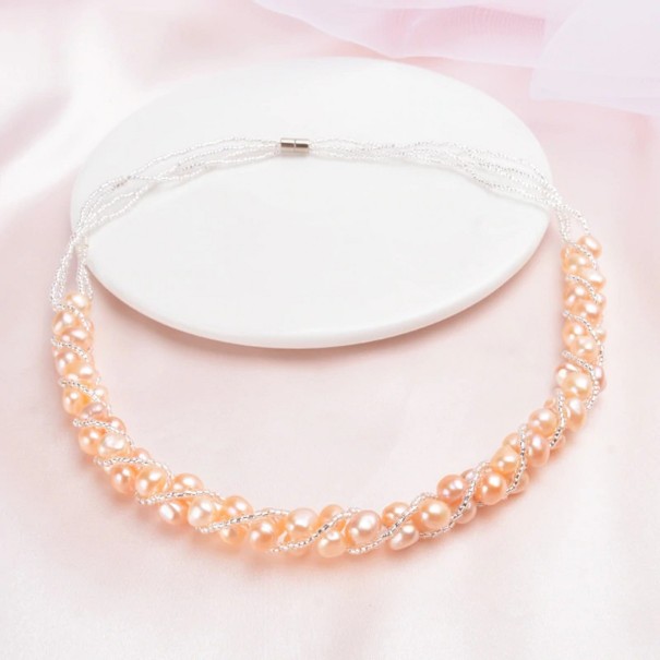 Collar de perlas para mujer G632 naranja