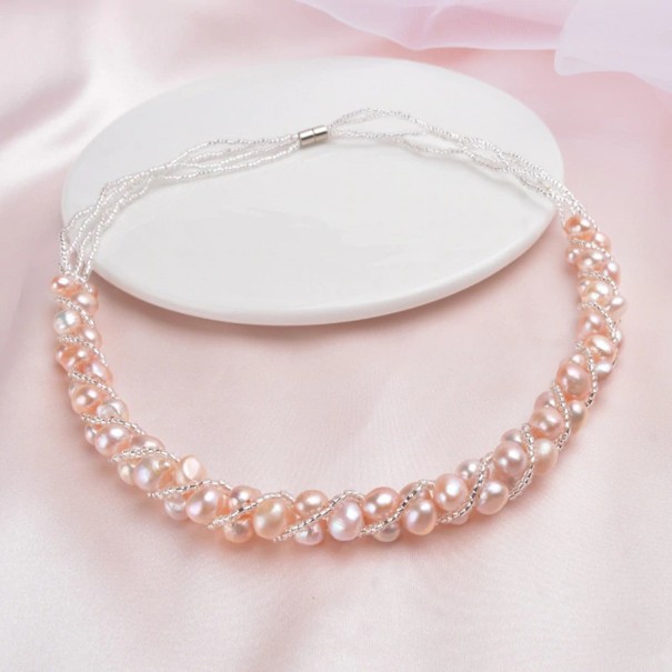 Collar de perlas para mujer G632 rosa