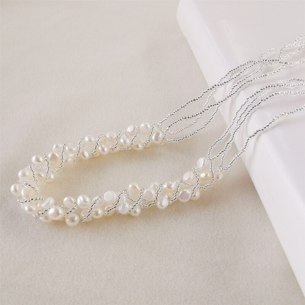 Collar de perlas para mujer M113 blanco