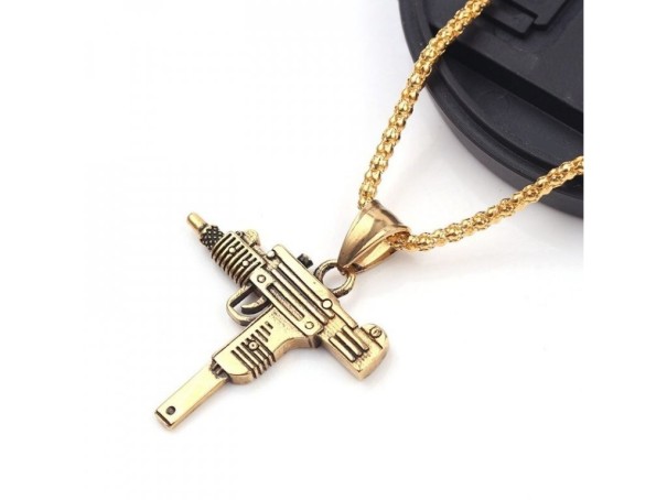 Collar de pistola para hombre dorado