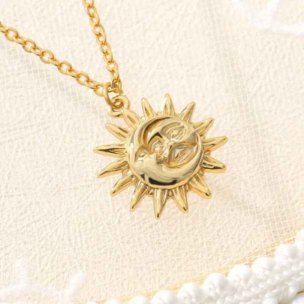 Collar de sol y luna para mujer D184 dorado