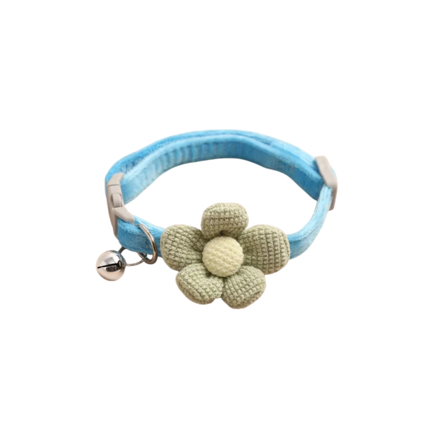 Collar decorativo para gatos y perros pequeños con flor y cascabel Collar textil ajustable Uso de otoño e invierno azul Collar decorativo para gatos y perros pequeños con flor y cascabel Collar textil ajustable Uso de otoño e invierno azul