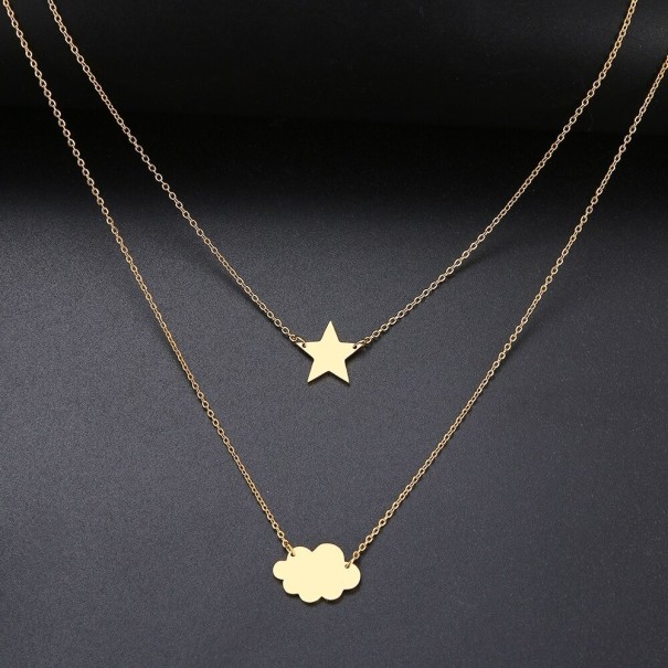 Collar doble de mujer con colgantes dorado 3