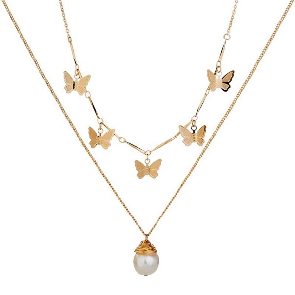 Collar doble de mujer con mariposas 1
