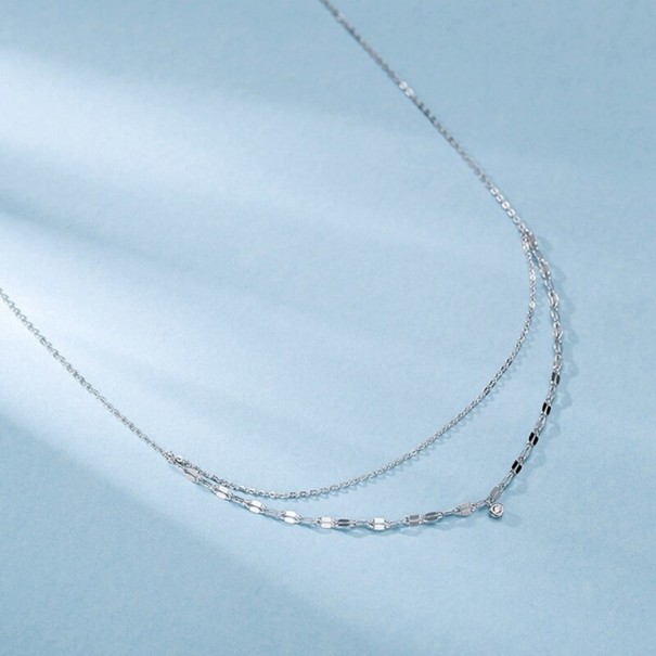 Collar doble de mujer con piedra plateado