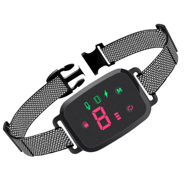 Collar inteligente antiladridos para perros con pantalla HD, recargable, resistente al agua, IP67, collar de entrenamiento con sonido, vibración y descargas eléctricas, sin control remoto. rosa