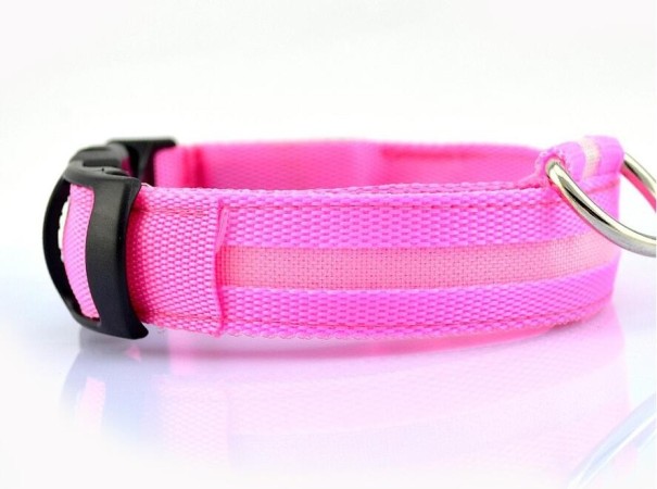 Collar luminoso LED para perros rosa M